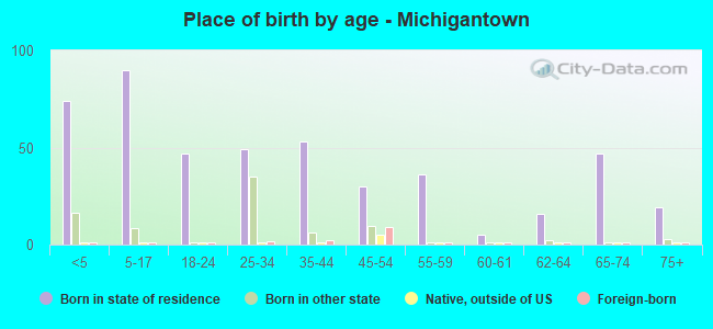 Place of birth by age -  Michigantown