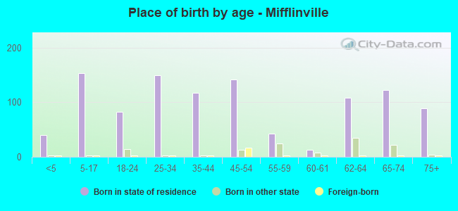 Place of birth by age -  Mifflinville