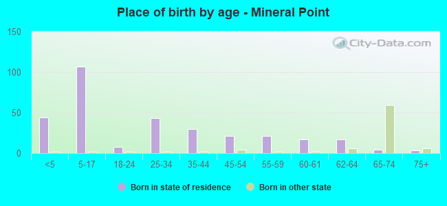 Place of birth by age -  Mineral Point