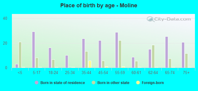 Place of birth by age -  Moline