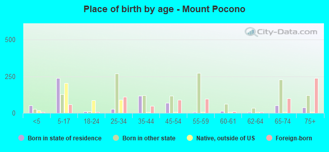 Place of birth by age -  Mount Pocono