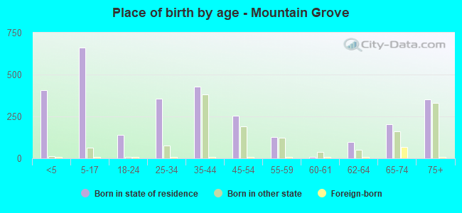 Place of birth by age -  Mountain Grove
