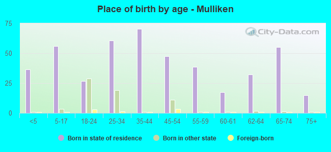Place of birth by age -  Mulliken