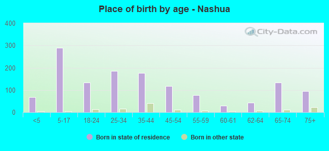 Place of birth by age -  Nashua