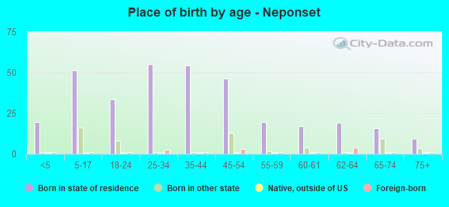 Place of birth by age -  Neponset