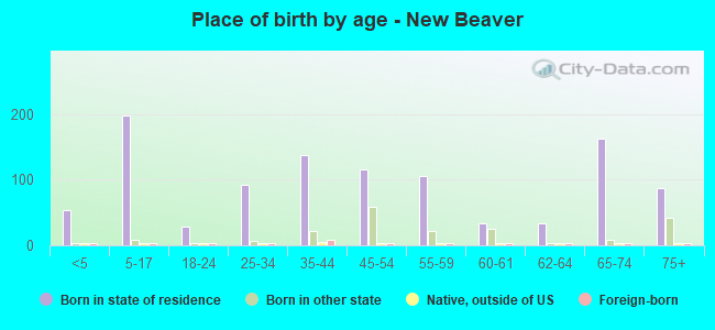 Place of birth by age -  New Beaver