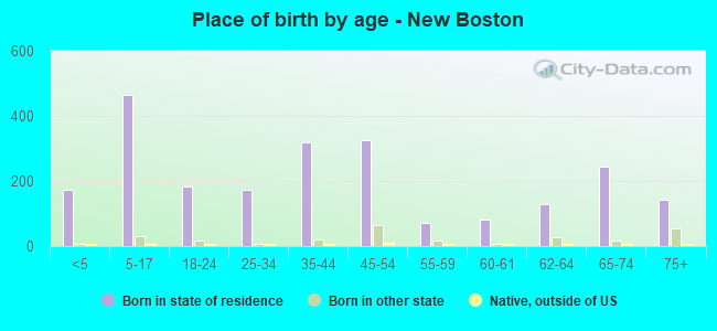 Place of birth by age -  New Boston