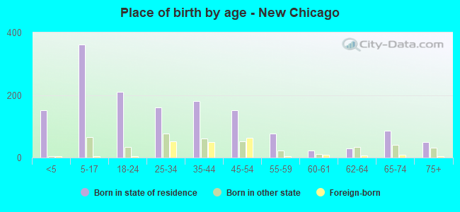 Place of birth by age -  New Chicago