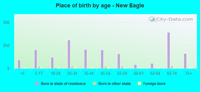 Place of birth by age -  New Eagle