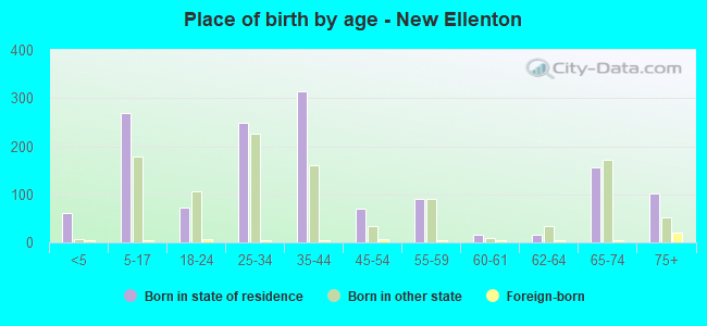 Place of birth by age -  New Ellenton