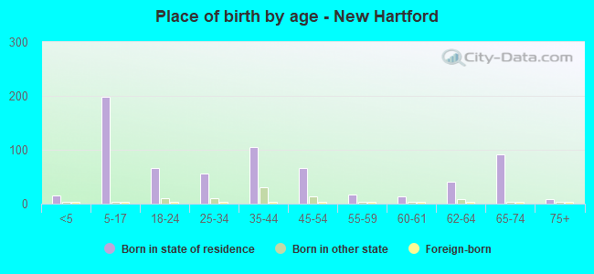 Place of birth by age -  New Hartford