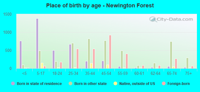 Place of birth by age -  Newington Forest