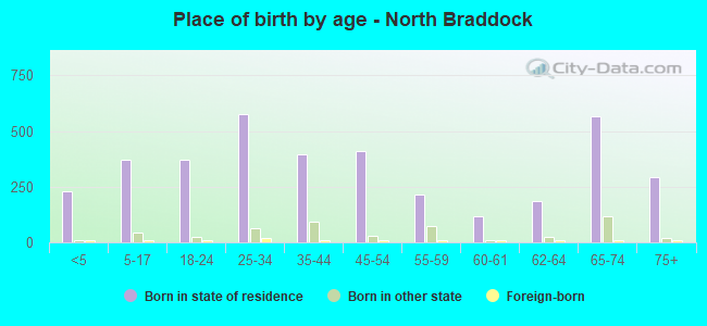 Place of birth by age -  North Braddock