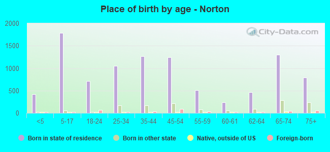 Place of birth by age -  Norton