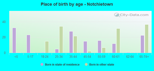 Place of birth by age -  Notchietown