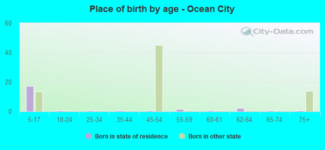 Place of birth by age -  Ocean City