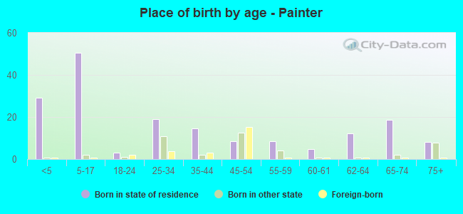 Place of birth by age -  Painter