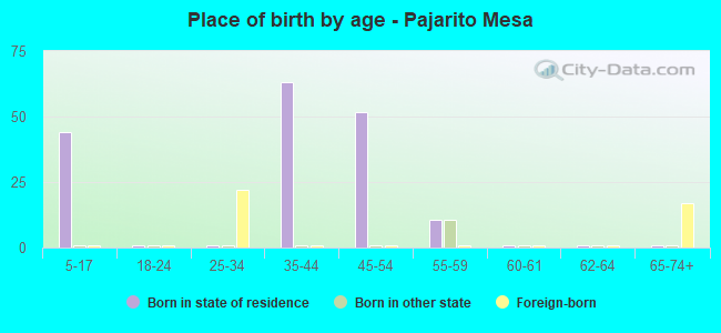 Place of birth by age -  Pajarito Mesa