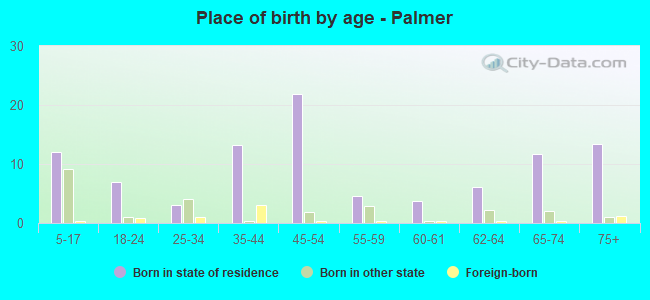 Place of birth by age -  Palmer
