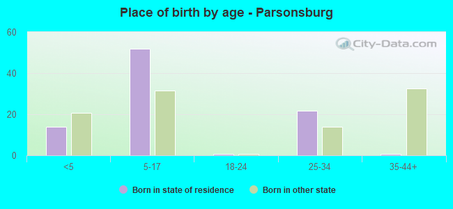 Place of birth by age -  Parsonsburg
