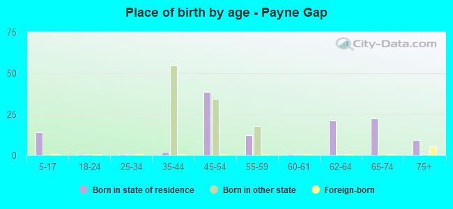 Place of birth by age -  Payne Gap