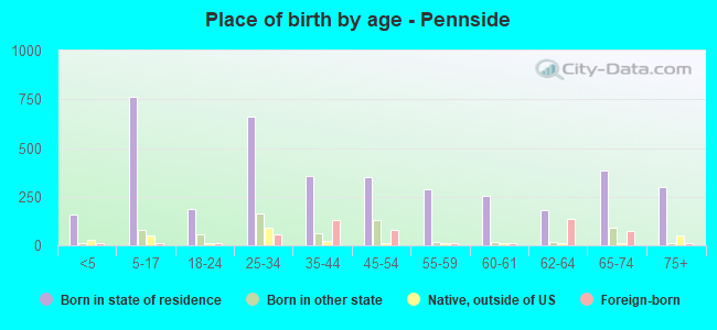 Place of birth by age -  Pennside