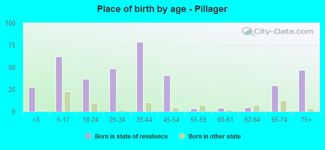 Place of birth by age -  Pillager