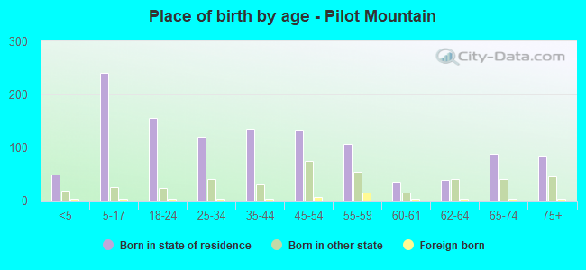 Place of birth by age -  Pilot Mountain