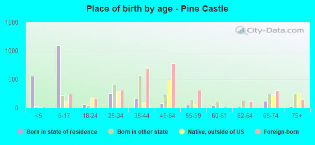 Place of birth by age -  Pine Castle