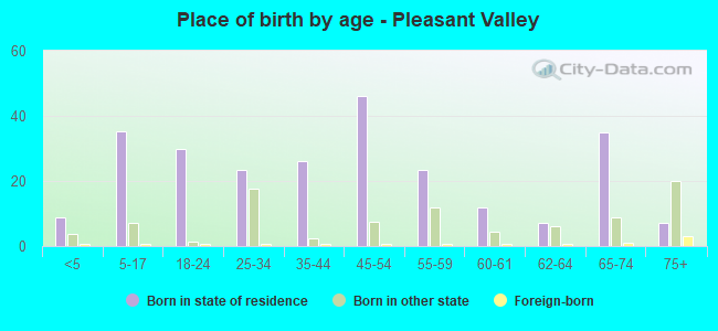 Place of birth by age -  Pleasant Valley