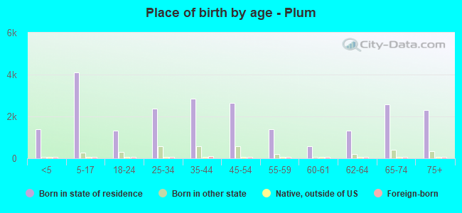 Place of birth by age -  Plum