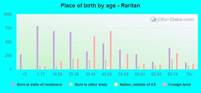 Place of birth by age -  Raritan