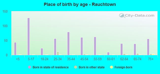 Place of birth by age -  Rauchtown