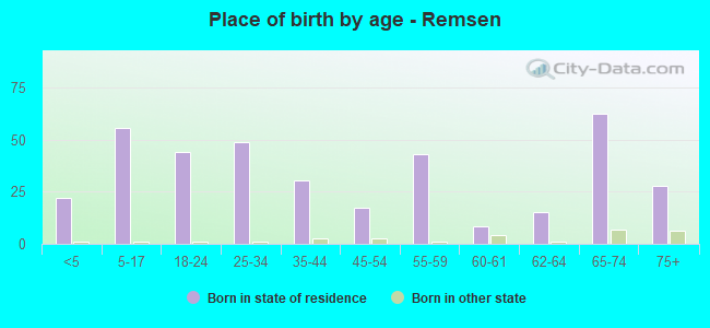 Place of birth by age -  Remsen