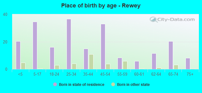 Place of birth by age -  Rewey
