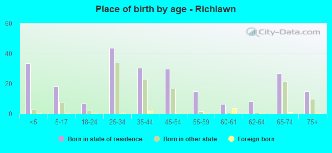 Place of birth by age -  Richlawn