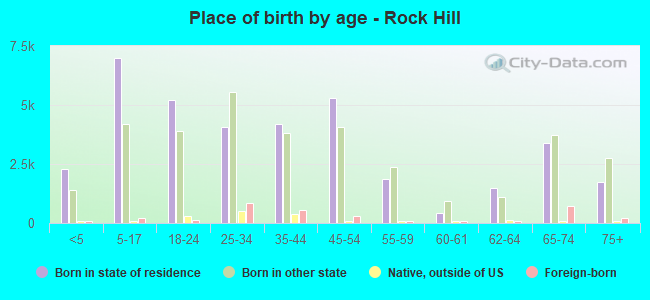 Place of birth by age -  Rock Hill