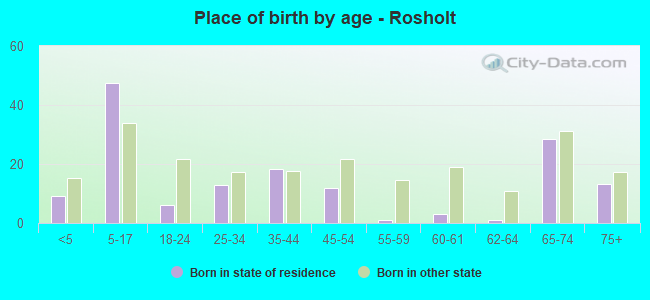 Place of birth by age -  Rosholt