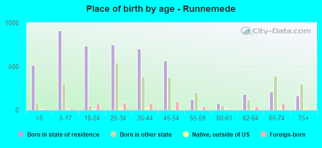 Place of birth by age -  Runnemede