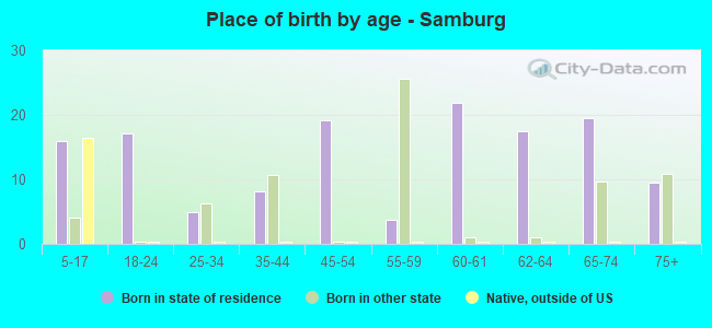 Place of birth by age -  Samburg