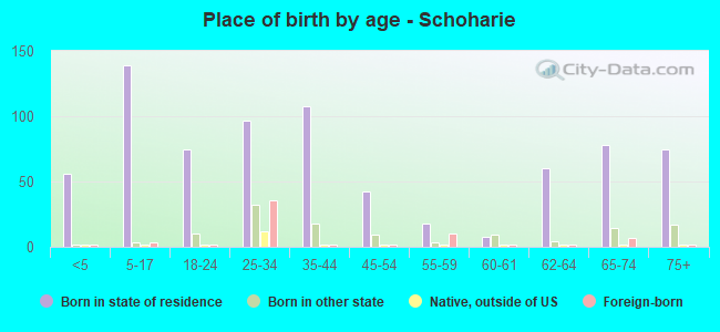 Place of birth by age -  Schoharie
