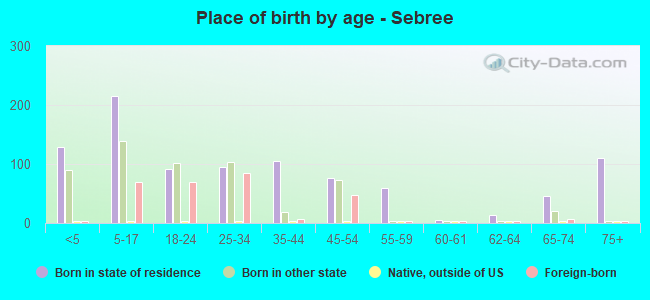 Place of birth by age -  Sebree