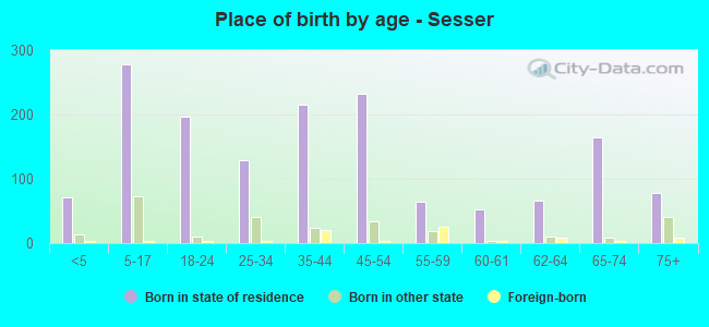 Place of birth by age -  Sesser
