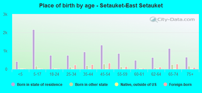 Place of birth by age -  Setauket-East Setauket