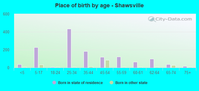 Place of birth by age -  Shawsville