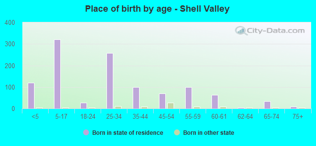 Place of birth by age -  Shell Valley