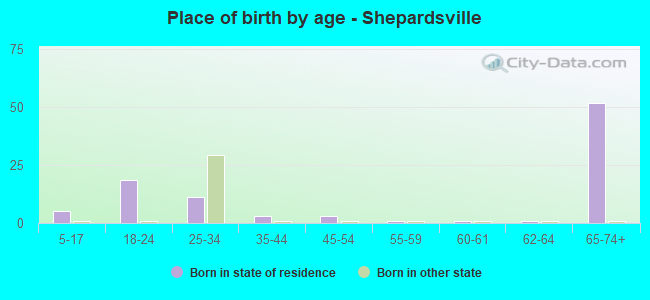 Place of birth by age -  Shepardsville