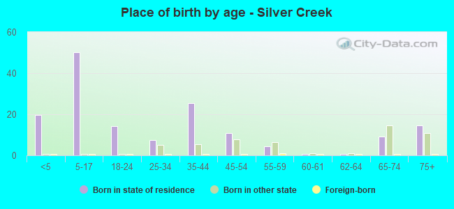 Place of birth by age -  Silver Creek