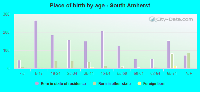 Place of birth by age -  South Amherst