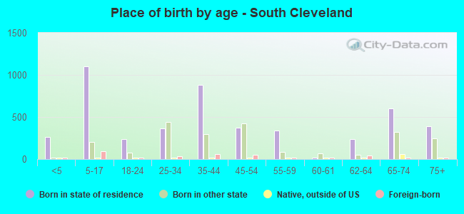 Place of birth by age -  South Cleveland